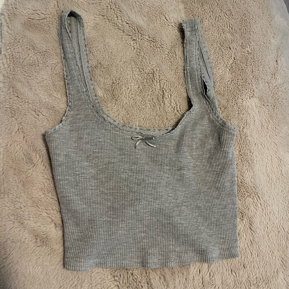Laced Gray Crop Top From PacSun Size- Small
